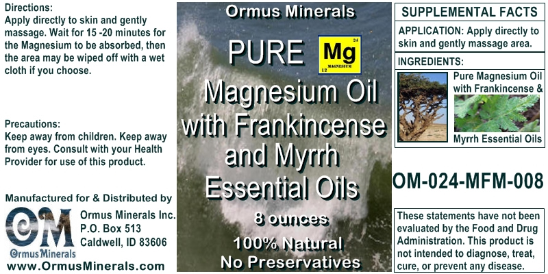 Ormus Minerals Magnesium Oil with Frankincense and Myrrh Essential Oils