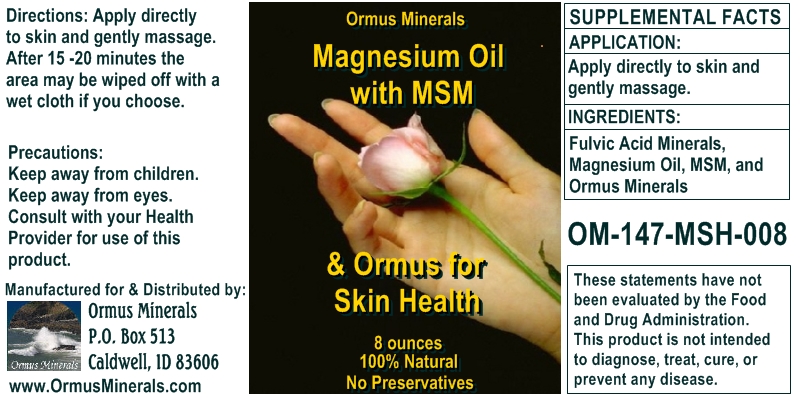 Ormus Minerals Magnesium Oil with MSM & Ormus for Skin Health