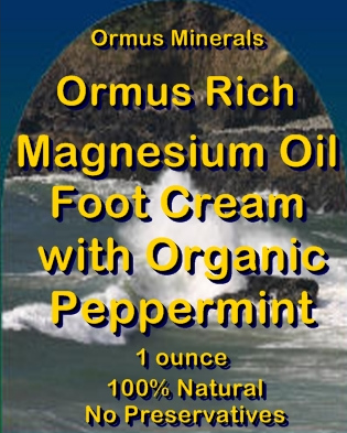 Ormus Minerals Ormus Rich Magnesium Oil Foot Cream with Organic Peppermint