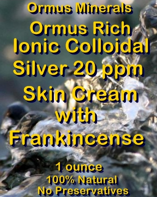 Ormus Minerals Ormus Rich Ionic Colloidal Silver 20 ppm Skin Cream with Frankincense