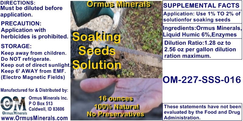 Ormus Minerals Soaking Seeds Solution