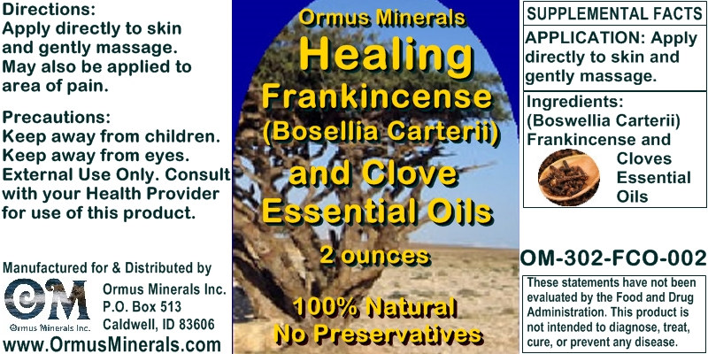 Ormus Minerals - Healing Frankincense & Cloves Essential Oils