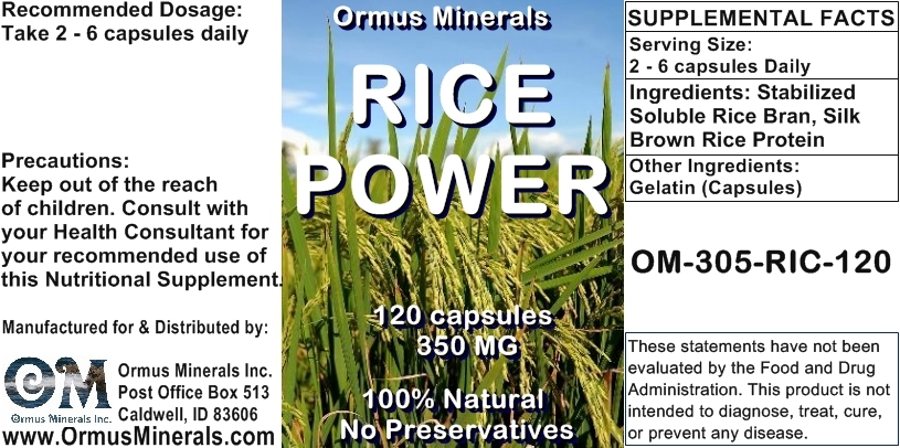 Ormus Minerals - Rice Power