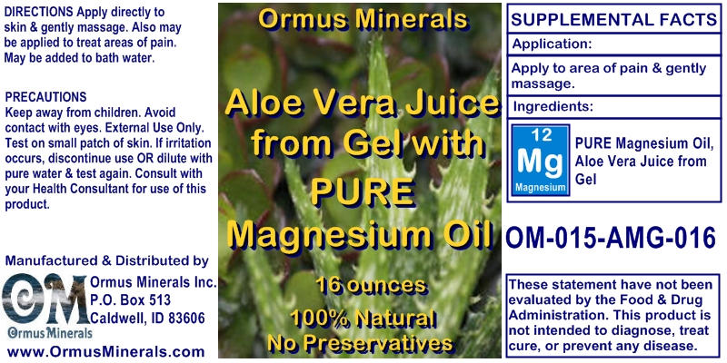 Ormus Minerals Aloe Vera Jusice from Gel with Pure Magnesium Oil