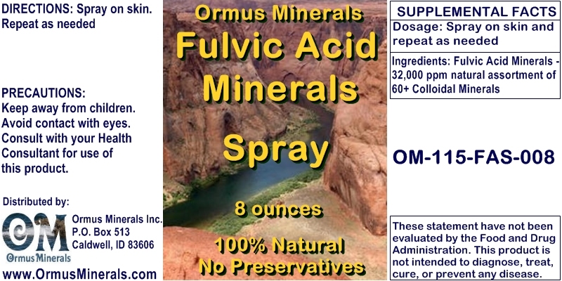 Ormus Minerals Fulvic Acid Minerals Spray