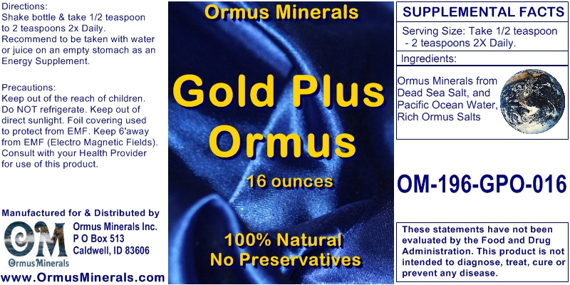 Ormus Minerals GOLD PLUS ORMUS