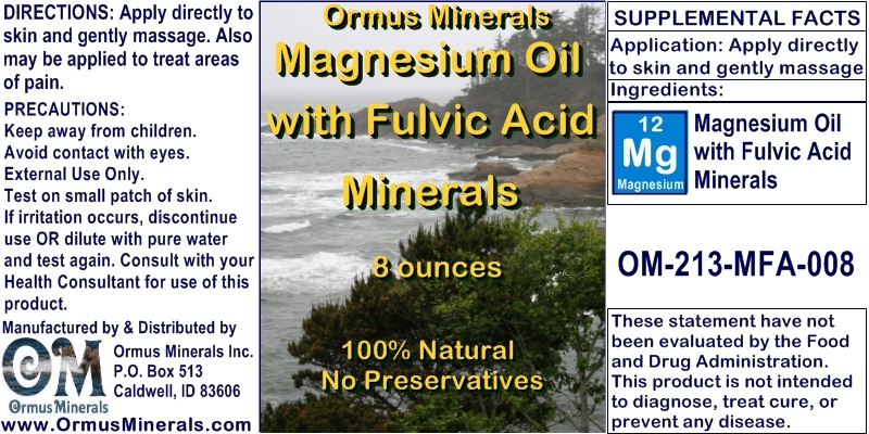 Ormus Minerals - Magnesium Oil with Fulvic Acid Minerals