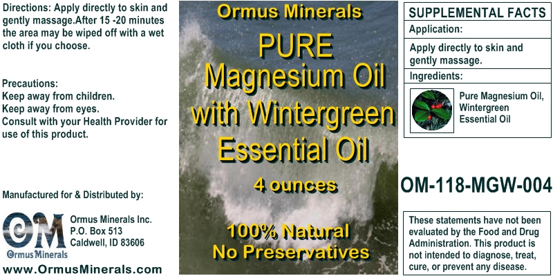 Ormus Minerals Magnesium Oil with Wintergreen Essential Oil